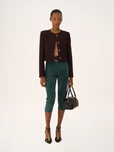 Chloé Collarless cropped jacket in wool crêpe | Thumbnail 3 Chloé Collarless cropped jacket in wool crêpe | Thumbnail 3
