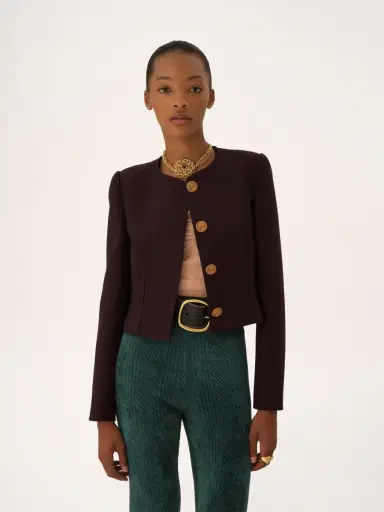 Chloé Collarless cropped jacket in wool crêpe | Thumbnail 4 Chloé Collarless cropped jacket in wool crêpe | Thumbnail 4