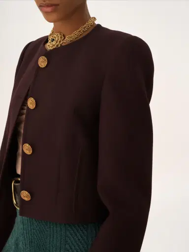 Chloé Collarless cropped jacket in wool crêpe | Thumbnail 5 Chloé Collarless cropped jacket in wool crêpe | Thumbnail 5