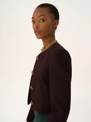 Chloé Collarless cropped jacket in wool crêpe | Thumbnail 7 Chloé Collarless cropped jacket in wool crêpe | Thumbnail 7
