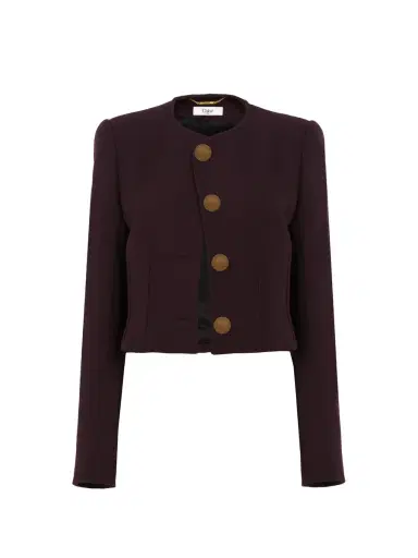 Chloé Collarless cropped jacket in wool crêpe | Thumbnail 1 Chloé Collarless cropped jacket in wool crêpe | Thumbnail 1