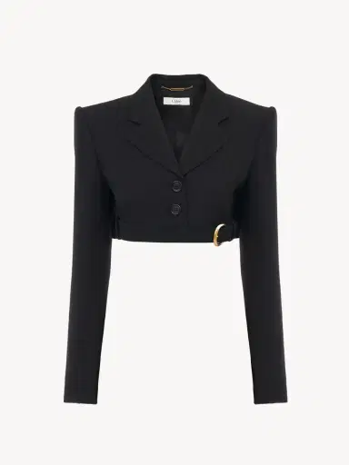 Chloé Cropped Spencer jacket in wool grain de poudre | Thumbnail 2 Chloé Cropped Spencer jacket in wool grain de poudre | Thumbnail 2
