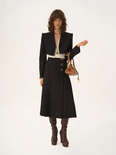 Chloé Cropped Spencer jacket in wool grain de poudre | Thumbnail 3 Chloé Cropped Spencer jacket in wool grain de poudre | Thumbnail 3