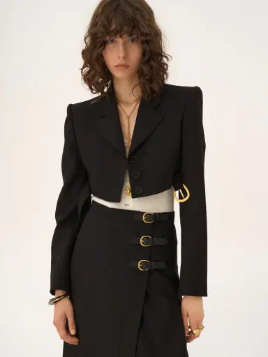 Chloé Cropped Spencer jacket in wool grain de poudre | Thumbnail 4 Chloé Cropped Spencer jacket in wool grain de poudre | Thumbnail 4