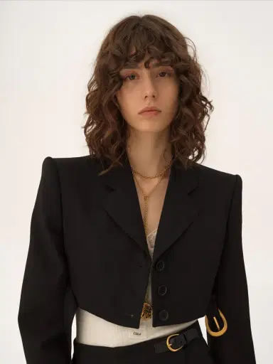 Chloé Cropped Spencer jacket in wool grain de poudre | Thumbnail 7 Chloé Cropped Spencer jacket in wool grain de poudre | Thumbnail 7