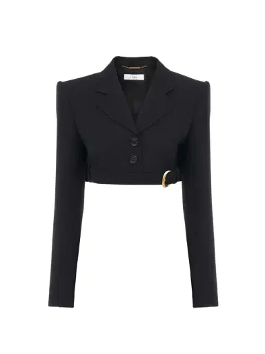 Chloé Cropped Spencer jacket in wool grain de poudre | Thumbnail 1 Chloé Cropped Spencer jacket in wool grain de poudre | Thumbnail 1