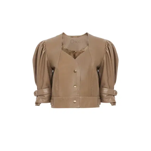 Cropped puff-sleeve jacket in leather Cropped puff-sleeve jacket in leather