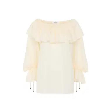 Chloé Fluid ruffle top in silk jacquard | Thumbnail 1 Chloé Fluid ruffle top in silk jacquard | Thumbnail 1