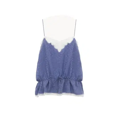 Chloé Drawstring camisole top in silk jacquard & lace | Thumbnail 1 Chloé Drawstring camisole top in silk jacquard & lace | Thumbnail 1