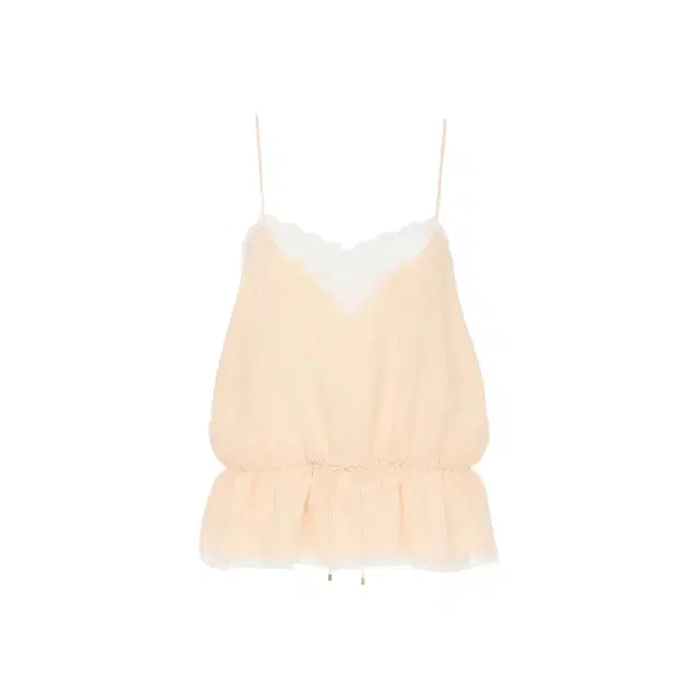 Drawstring camisole top in silk jacquard & lace Drawstring camisole top in silk jacquard & lace
