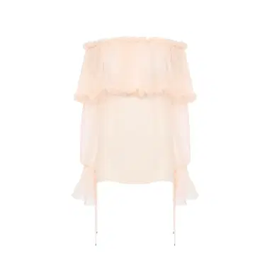 Chloé Off-the-shoulder puff-sleeve top in silk mousseline | Thumbnail 1 Chloé Off-the-shoulder puff-sleeve top in silk mousseline | Thumbnail 1