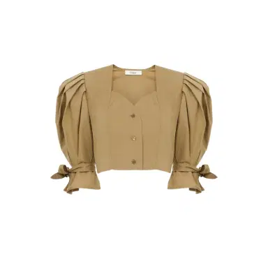 Chloé Puff-sleeve cropped top in cotton poplin | Thumbnail 1 Chloé Puff-sleeve cropped top in cotton poplin | Thumbnail 1