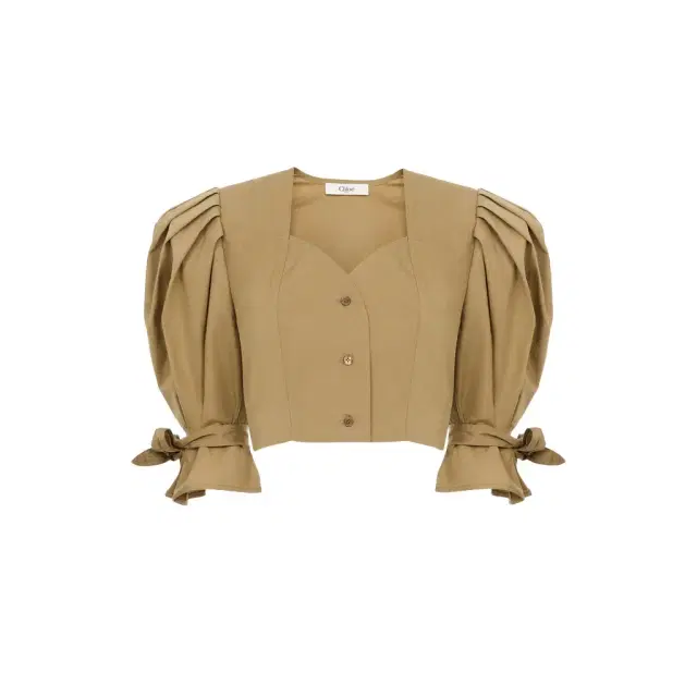 Puff-sleeve cropped top in cotton poplin Puff-sleeve cropped top in cotton poplin