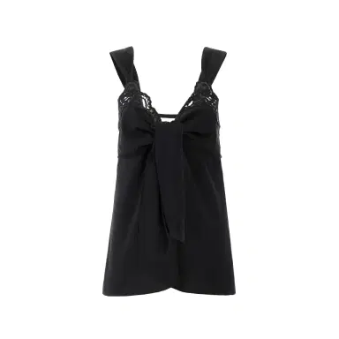 Chloé Fluid lingerie top in crêpe de chine & lace | Thumbnail 1 Chloé Fluid lingerie top in crêpe de chine & lace | Thumbnail 1