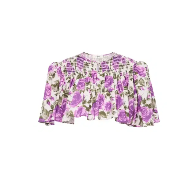 Gathered cropped top in cotton poplin Gathered cropped top in cotton poplin