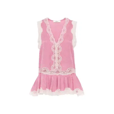 Chloé Sleeveless peplum top in silk jacquard & lace | Thumbnail 1 Chloé Sleeveless peplum top in silk jacquard & lace | Thumbnail 1