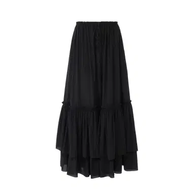 Chloé Ruffled long skirt in crêpe de chine | Thumbnail 1 Chloé Ruffled long skirt in crêpe de chine | Thumbnail 1