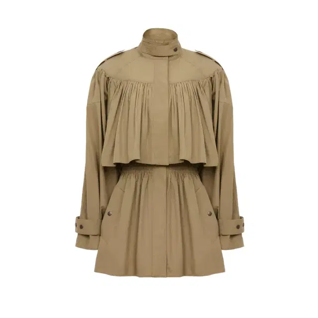 High-neck short trench coat in cotton poplin High-neck short trench coat in cotton poplin