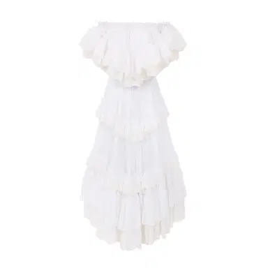 Chloé Long ruffled dress in cotton voile | Thumbnail 1 Chloé Long ruffled dress in cotton voile | Thumbnail 1