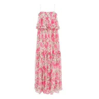 Chloé Thin-strap long dress in silk mousseline | Thumbnail 1 Chloé Thin-strap long dress in silk mousseline | Thumbnail 1