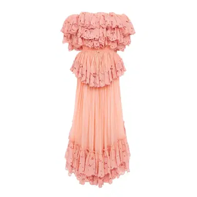 Chloé Ruffled long dress in cotton voile | Thumbnail 1 Chloé Ruffled long dress in cotton voile | Thumbnail 1
