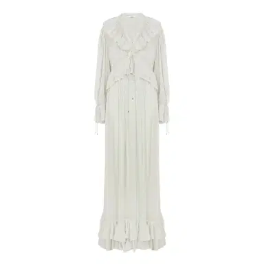 Chloé Gathered long dress in silk charmeuse | Thumbnail 1 Chloé Gathered long dress in silk charmeuse | Thumbnail 1
