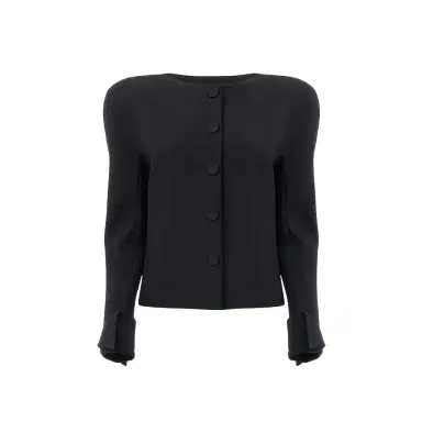 Chloé Collarless fitted jacket in wool crêpe | Thumbnail 1 Chloé Collarless fitted jacket in wool crêpe | Thumbnail 1