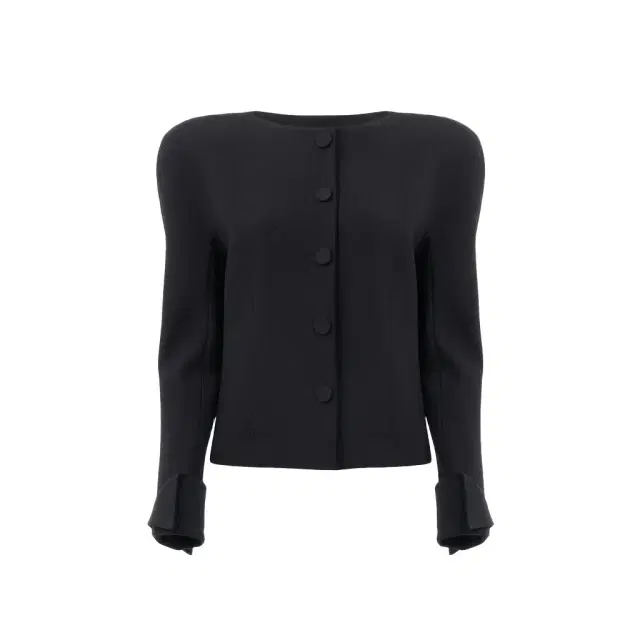 Collarless fitted jacket in wool crêpe Collarless fitted jacket in wool crêpe