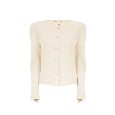 Chloé Collarless fitted jacket in wool grain de poudre | Thumbnail 1 Chloé Collarless fitted jacket in wool grain de poudre | Thumbnail 1