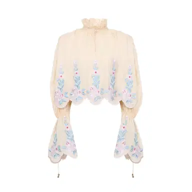 Chloé High-neck puff-sleeve top in technical taffeta | Thumbnail 1 Chloé High-neck puff-sleeve top in technical taffeta | Thumbnail 1
