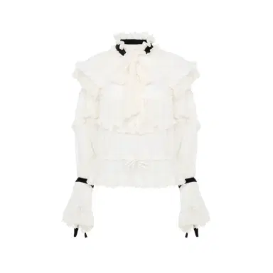 Chloé Tie-front ruffle top in silk mousseline & lace | Thumbnail 1 Chloé Tie-front ruffle top in silk mousseline & lace | Thumbnail 1