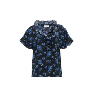 Chloé Short-sleeve ruffled top in crêpe de chine | Thumbnail 1 Chloé Short-sleeve ruffled top in crêpe de chine | Thumbnail 1