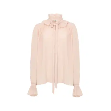 Chloé Tie-front ruffled blouse in crêpe de chine | Thumbnail 1 Chloé Tie-front ruffled blouse in crêpe de chine | Thumbnail 1