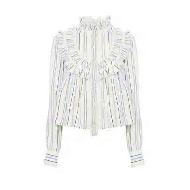 Chloé Ruffled blouse in silk jacquard & lace | Thumbnail 1 Chloé Ruffled blouse in silk jacquard & lace | Thumbnail 1
