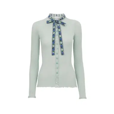 Chloé Tie-front fitted cardigan in cotton | Thumbnail 1 Chloé Tie-front fitted cardigan in cotton | Thumbnail 1