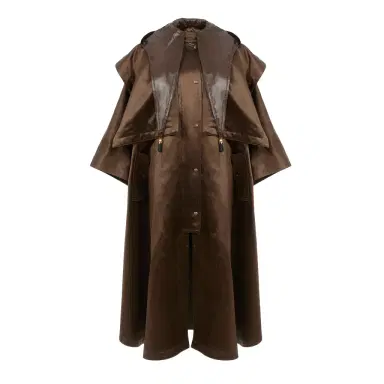 Chloé Hooded long cape coat in satin | Thumbnail 1 Chloé Hooded long cape coat in satin | Thumbnail 1