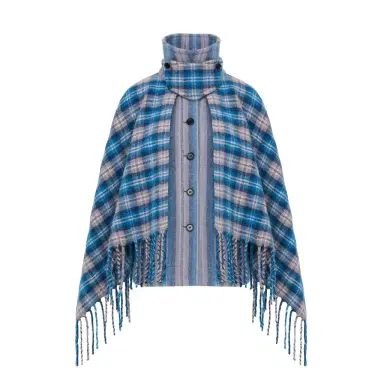 Chloé High-neck short cape coat in check wool & alpaca | Thumbnail 1 Chloé High-neck short cape coat in check wool & alpaca | Thumbnail 1