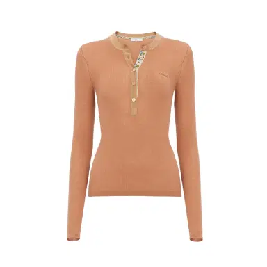 Chloé Fitted Henley shirt in superfine wool knit | Thumbnail 1 Chloé Fitted Henley shirt in superfine wool knit | Thumbnail 1