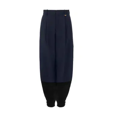 Chloé High-rise barrel pants in wool crêpe & suede leather | Thumbnail 1 Chloé High-rise barrel pants in wool crêpe & suede leather | Thumbnail 1