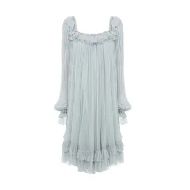 Chloé Gathered mini dress in silk mousseline | Thumbnail 1 Chloé Gathered mini dress in silk mousseline | Thumbnail 1