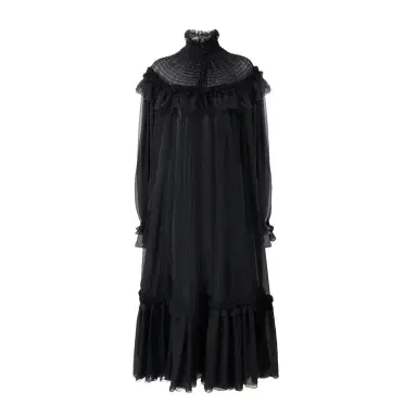 Chloé High-neck ruffled midi dress in silk mousseline | Thumbnail 1 Chloé High-neck ruffled midi dress in silk mousseline | Thumbnail 1