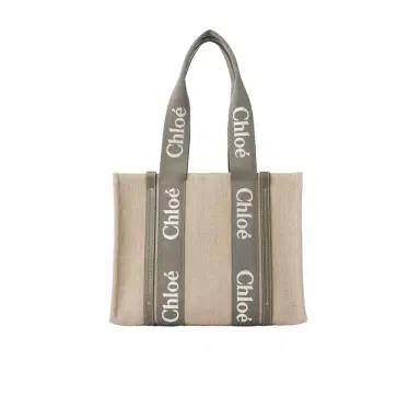 Chloé Woody tote bag in linen | Thumbnail 1 Chloé Woody tote bag in linen | Thumbnail 1