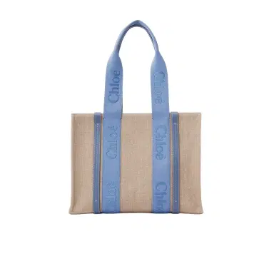 Chloé Woody tote bag in linen | Thumbnail 1 Chloé Woody tote bag in linen | Thumbnail 1