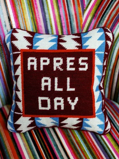 Furbish Studio Après All Day Needlepoint Pillow | Thumbnail 3 Furbish Studio Après All Day Needlepoint Pillow | Thumbnail 3