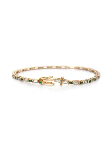 YI COLLECTION Aquamarine and Emerald Spring Tennis Bracelet | Thumbnail 2 YI COLLECTION Aquamarine and Emerald Spring Tennis Bracelet | Thumbnail 2
