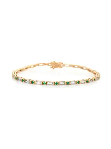 YI COLLECTION Aquamarine and Emerald Spring Tennis Bracelet | Thumbnail 1 YI COLLECTION Aquamarine and Emerald Spring Tennis Bracelet | Thumbnail 1