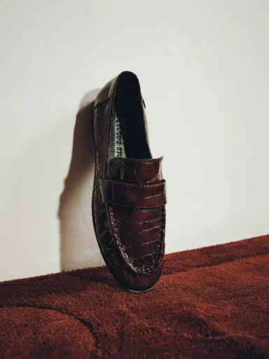 Black Suede Studio Arrow Loafers in Croc Patent Leather | Thumbnail 2 Black Suede Studio Arrow Loafers in Croc Patent Leather | Thumbnail 2