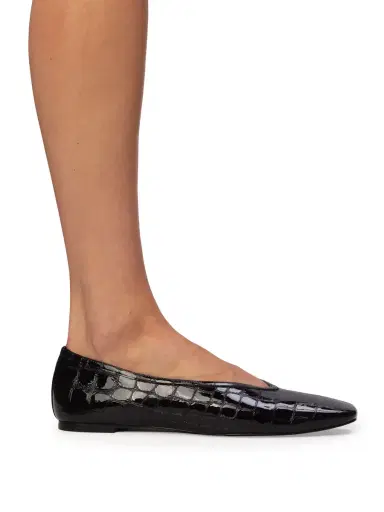 Black Suede Studio Ayra Flats in Croc Patent Leather | Thumbnail 5 Black Suede Studio Ayra Flats in Croc Patent Leather | Thumbnail 5
