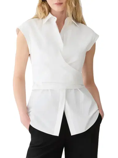 LAFAYETTE 148 Cotton Poplin Wrap Shirt | Thumbnail 3 LAFAYETTE 148 Cotton Poplin Wrap Shirt | Thumbnail 3