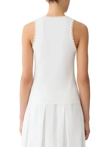 LAFAYETTE 148 Cotton Rib Crochet Trim Tank | Thumbnail 3 LAFAYETTE 148 Cotton Rib Crochet Trim Tank | Thumbnail 3